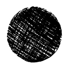 Black grunge texture round shape isolated on white background. Grainy textured design elements. Vector illustration, eps 10.