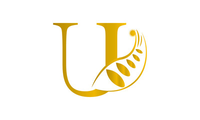 Premium vector initial letter U florish typography logo design