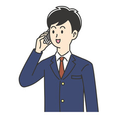 スマホで話す男子高校生