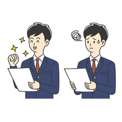 テスト結果に一喜一憂する男子高校生