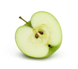 half apple fruit isolated on white background, clipping path, full depth of field.
