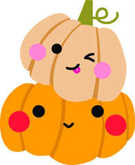 Cute autumn pumpkin on the white isolated background. 