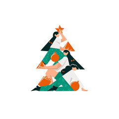 People celebrate and make merry. Flat cartoon vector illustration