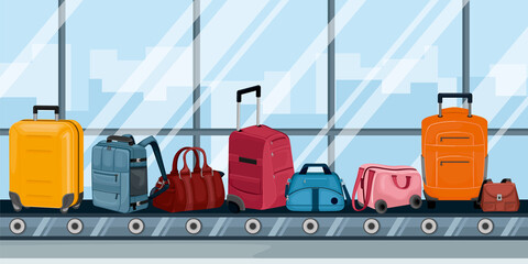 Fototapeta premium Airport Conveyor With Luggage