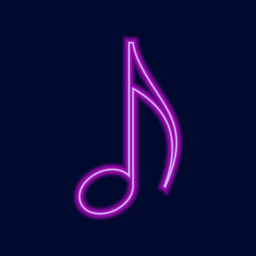 Musical Signs Neon Vector Icons Set. Musical Clef, down beat, sforzando, forte, piano signs.