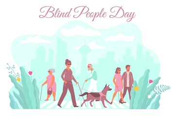 Blind People Crosswalk Composition