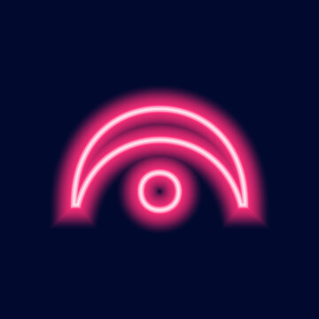 Musical Signs Neon Vector Icons Set. Musical Clef, down beat, sforzando, forte, piano signs.