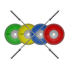 Competition weightlifting plates and barbell 