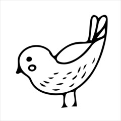 Cute birds in doodle style. Simple decor for a festive Christmas and New Years. Vector illustration isolated on white background.