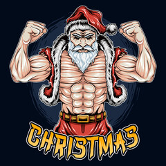 santa claus christmas gym muscle bodybuilding