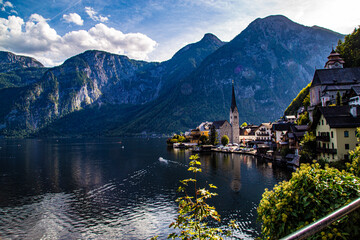 Fototapeta na wymiar On a lake in the Alps.