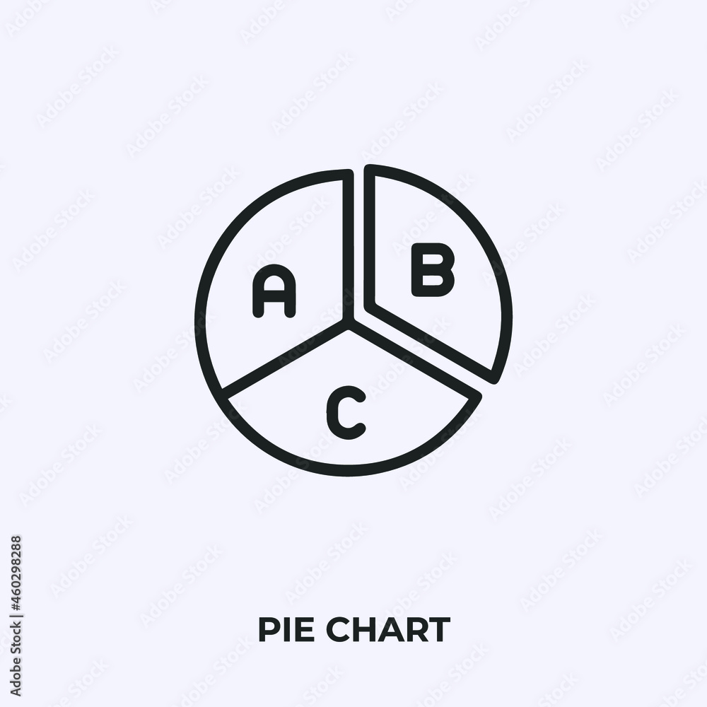 Poster pie chart icon vector. Linear style sign for mobile concept and web design. pie chart symbol illustration. Pixel vector graphics - Vector.