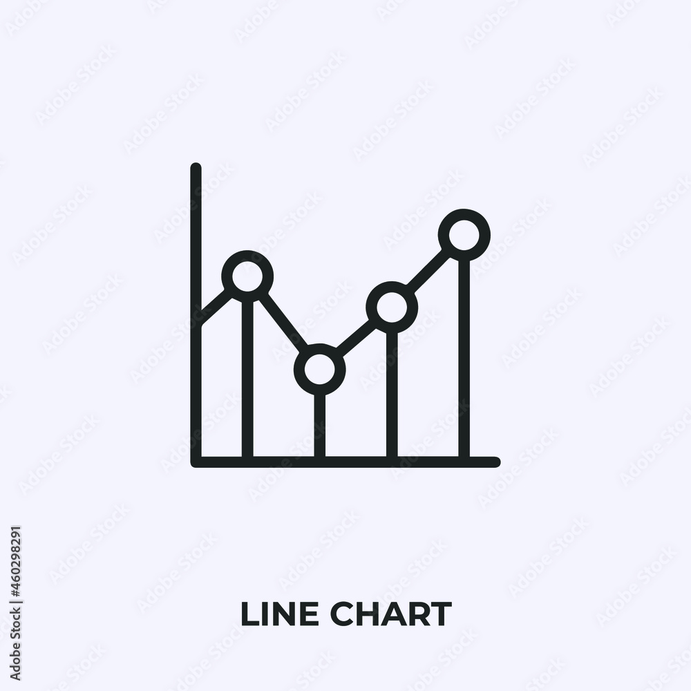 Poster line chart icon vector. Linear style sign for mobile concept and web design. line chart symbol illustration. Pixel vector graphics - Vector.