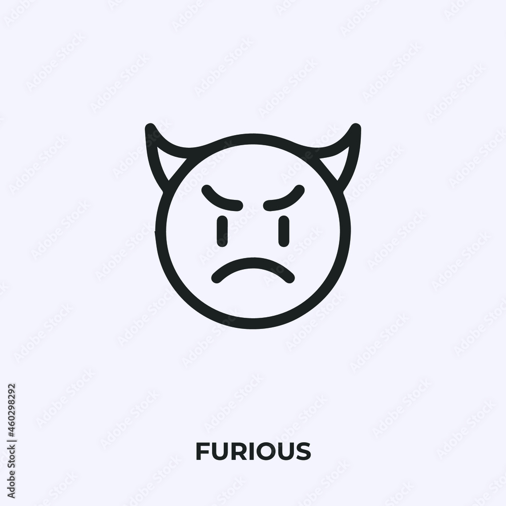Poster furious emoji icon vector. linear style sign for mobile concept and web design. furious emoticon sym