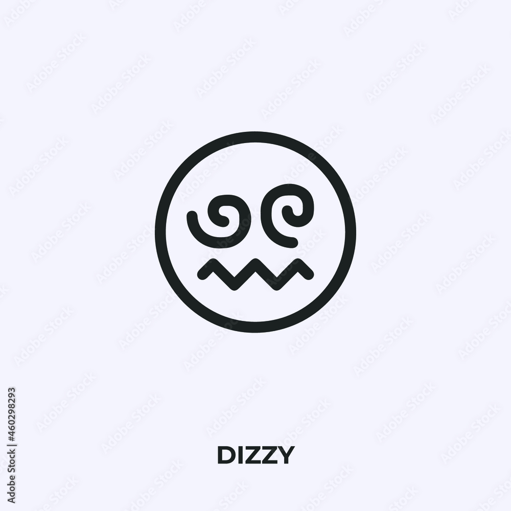 Poster dizzy emoji icon vector. linear style sign for mobile concept and web design. dizzy emoticon symbol 