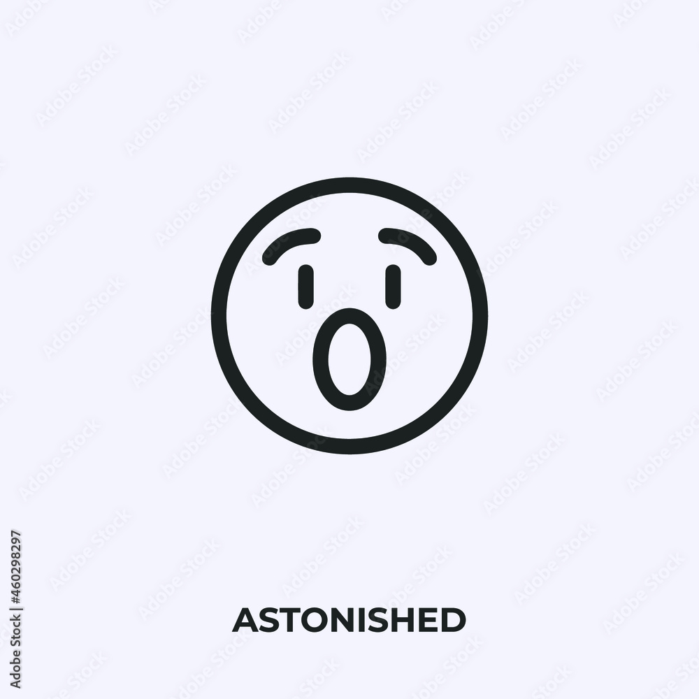 Poster astonished emoji icon vector. linear style sign for mobile concept and web design. astonished emotic