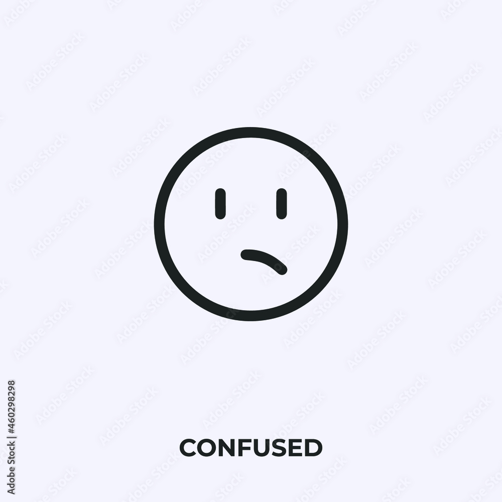 Poster confused emoji icon vector. linear style sign for mobile concept and web design. confused emoticon s