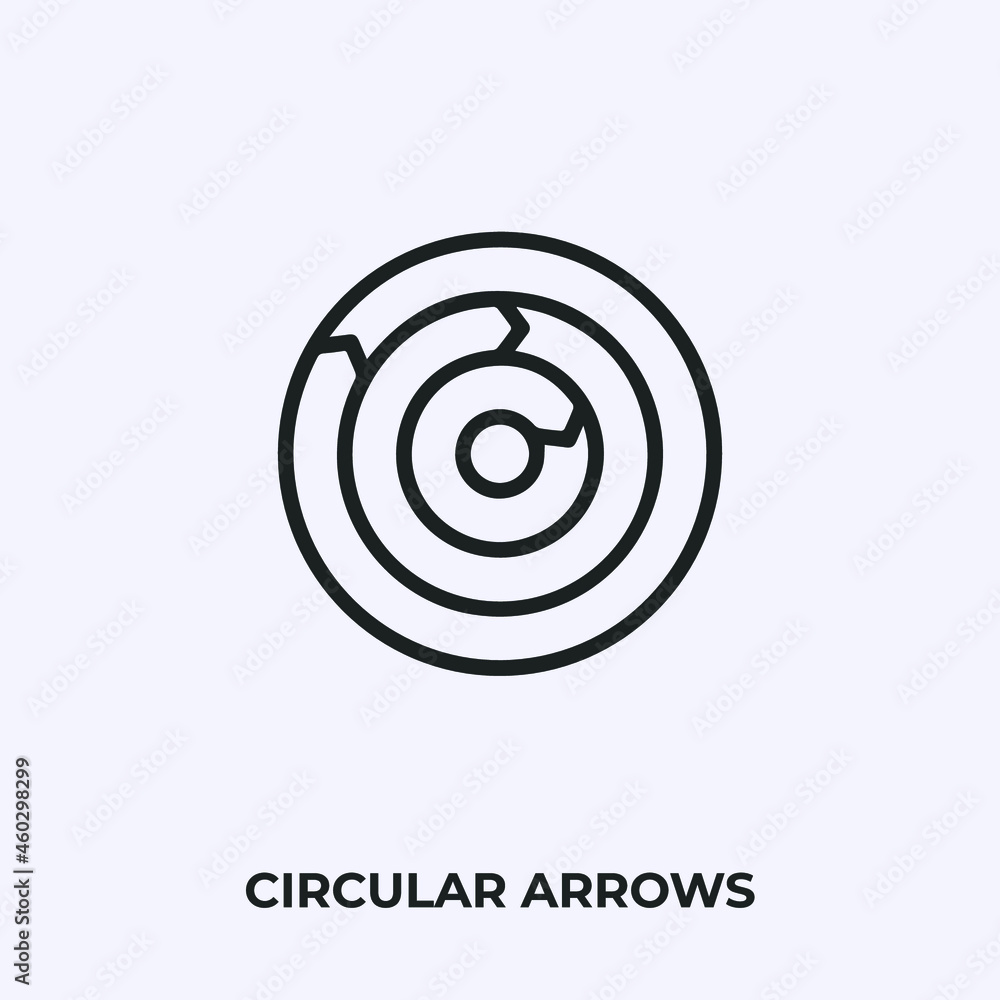 Poster circular arrows icon vector. linear style sign for mobile concept and web design. circular arrows sy