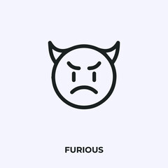 furious emoji icon vector. Linear style sign for mobile concept and web design. furious emoticon symbol illustration. Pixel vector graphics - Vector.