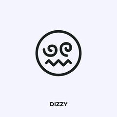 dizzy emoji icon vector. Linear style sign for mobile concept and web design. dizzy emoticon symbol illustration. Pixel vector graphics - Vector.