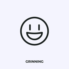 grinning emoji icon vector. Linear style sign for mobile concept and web design. grinning emoticon symbol illustration. Pixel vector graphics - Vector.