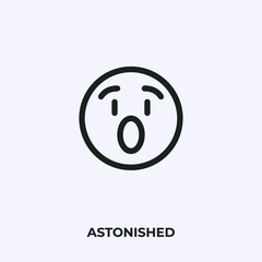 astonished emoji icon vector. Linear style sign for mobile concept and web design. astonished emoticon symbol illustration. Pixel vector graphics - Vector.