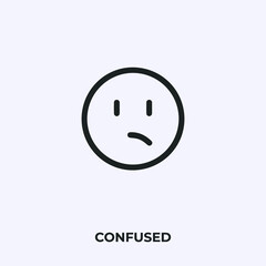 confused emoji icon vector. Linear style sign for mobile concept and web design. confused emoticon symbol illustration. Pixel vector graphics - Vector.