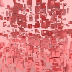 Abstract background in pink colors, consisting of parallelepipeds of different sizes. 3D render