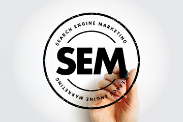 SEM - Search Engine Marketing acronym, business concept background