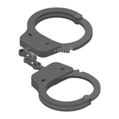 Closed handcuffs isolated on white background.
