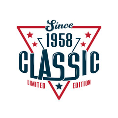 Since, 1958 Classic, Limited Edition, Happy Birthday vintage Label Retro design