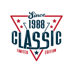 Since, 1988 Classic, Limited Edition, Happy Birthday vintage Label Retro design
