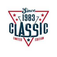 Since, 1983 Classic, Limited Edition, Happy Birthday vintage Label Retro design