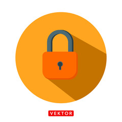 padlock illustration, label, icon, flat, security, orange
