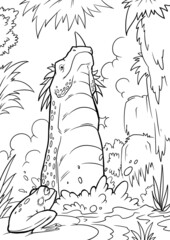 Cartoon dinosaur. printable drawing illustration for kids and children. © Михаил Пенькевич