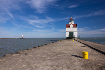 Kewaunee Pierhead Lighthouse On A Breakwater Along Lake Michigan