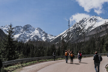 People walking the mountain trail (Tatras PL)
