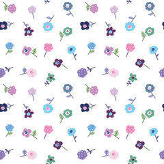 Seamless Pattern with Flower Art Design on White Background