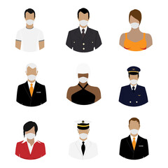 People in protective medical face masks.