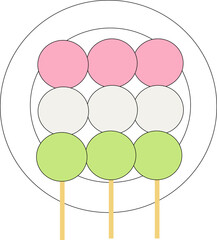 お皿の上の可愛い花見団子