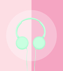 Vector illustration. Items, headphones, music, sticker, element. Technics, electronics.