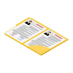 Files with top secret document isometric view