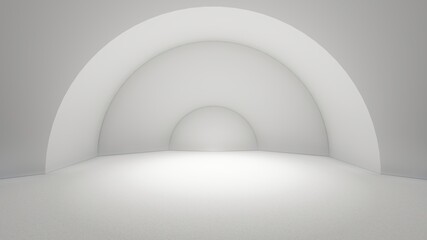 Abstract architecture background white arched interior 3d render