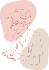 one line portrait of  baeutiful man. Continuous one line drawing