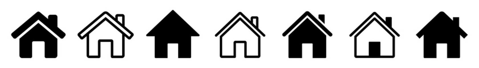 House icon set. Set of black house, Real estate symbols, vector illustration