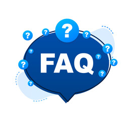 Frequently asked questions FAQ banner. Speech bubble with text FAQ. Vector stock illustration.