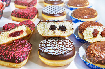 Colored donuts on shop window