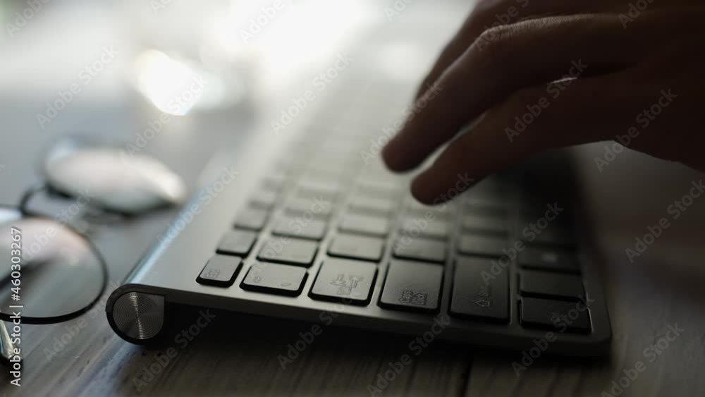Poster a coder hands are typing on pc keyboard. businessman is working in office. programmer is writing cod