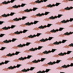 black bats with shadow on a pink background.pattern concept Halloween  design