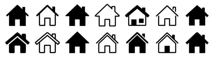 House icon set. Set of black house, Real estate symbols, vector illustration